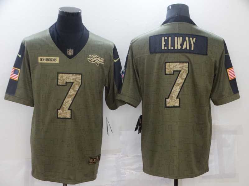 Nike Broncos 7 John Elway Olive Camo 2021 Salute To Service Limited Jersey Dzhi